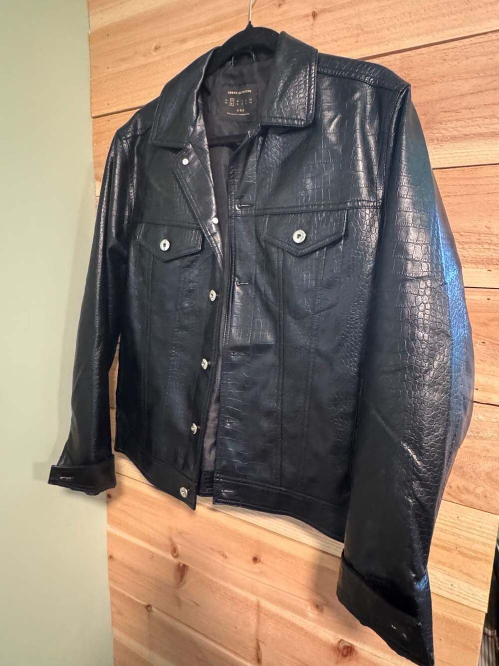 Urban Outfitters Croc Embossed Faux Leather Jacket Y2K Moto Grunge